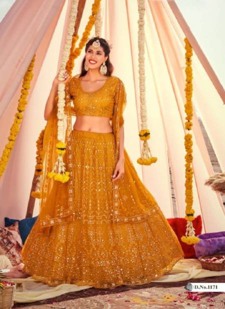 Dark Yellow Colour Shagun Shree Star New Latest Designer Ethnic wear Exclusive Net Lehenga Choli Collection 1171